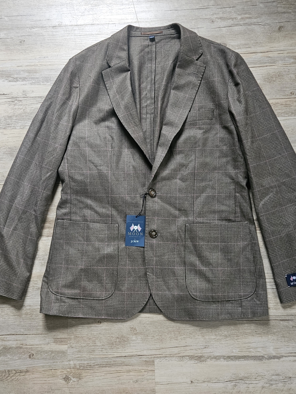 NWT J. Crew Ludlow Moon Fabric Brown Plaid Stripe Wool Blend Blazer Jacket 42r